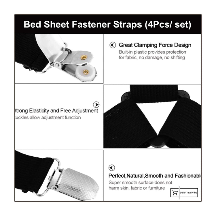 Bed Sheet Fastener Straps (4Pcs/ set)