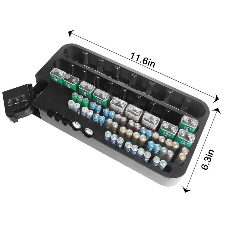 Battery Storage Organizer with Battery Tester