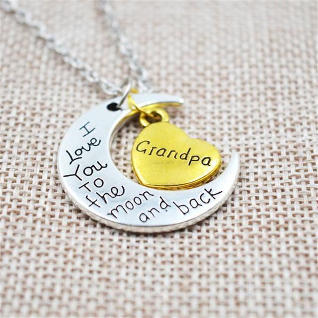 I Love You To The Moon And Back" Two Tone Family Necklace