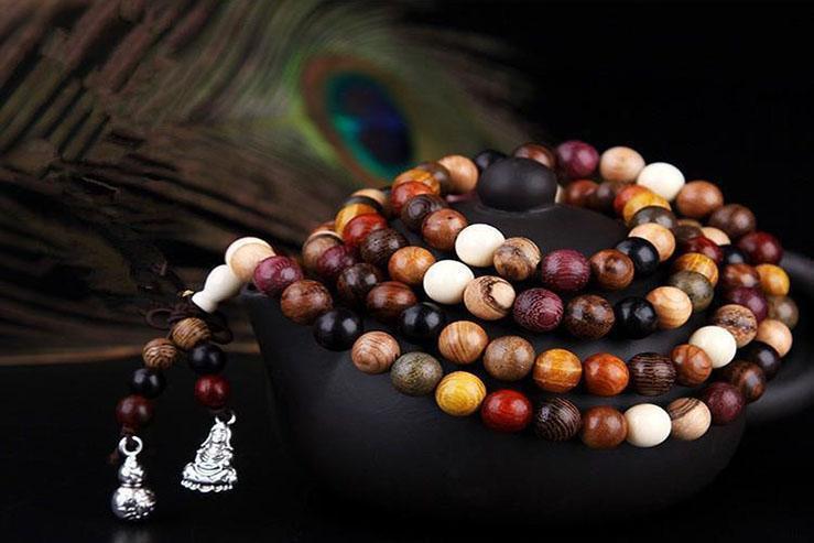 Mixed Natural Sandalwood 108 Beads Mala Bracelets