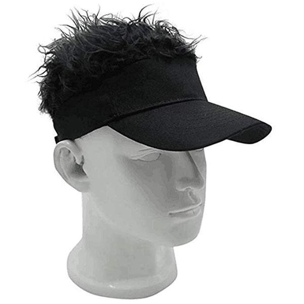 Adjustable Man Baseball Cap Wig with Hairs Visor Sun Hat