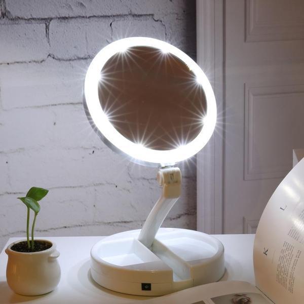 12x Led Lighted Folding Makeup Mirror