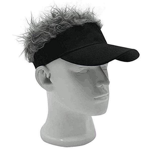 Adjustable Man Baseball Cap Wig with Hairs Visor Sun Hat