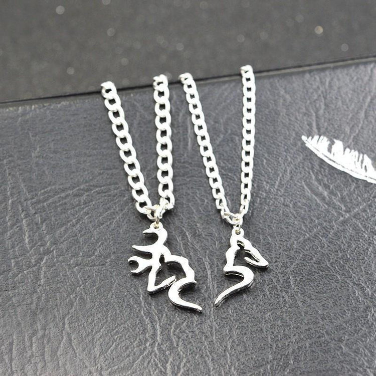 Buck And Doe Heart Pendant Couples Necklaces