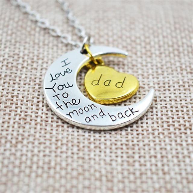 I Love You To The Moon And Back" Two Tone Family Necklace