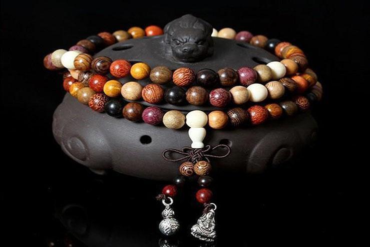 Mixed Natural Sandalwood 108 Beads Mala Bracelets