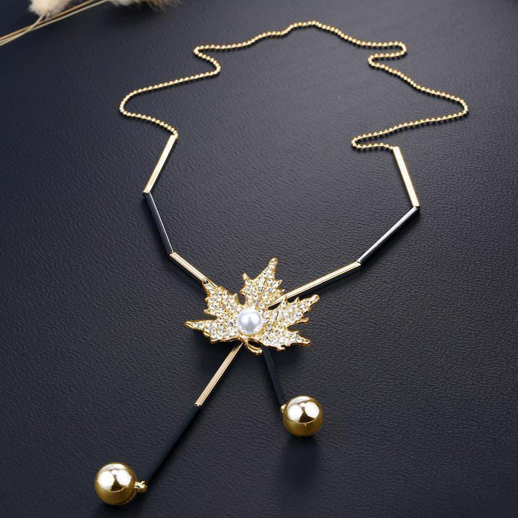 Maple Leaf Tassel Pendant Necklaces