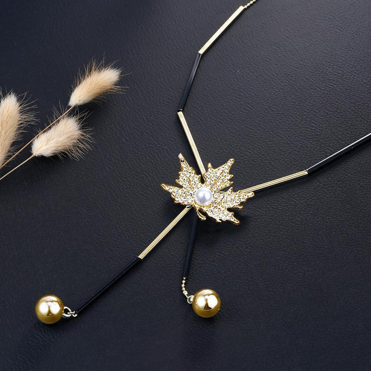 Maple Leaf Tassel Pendant Necklaces