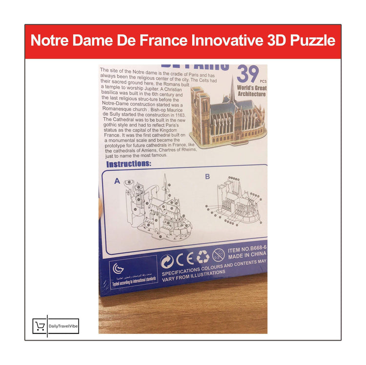 Notre Dame De France Innovative 3D Puzzle