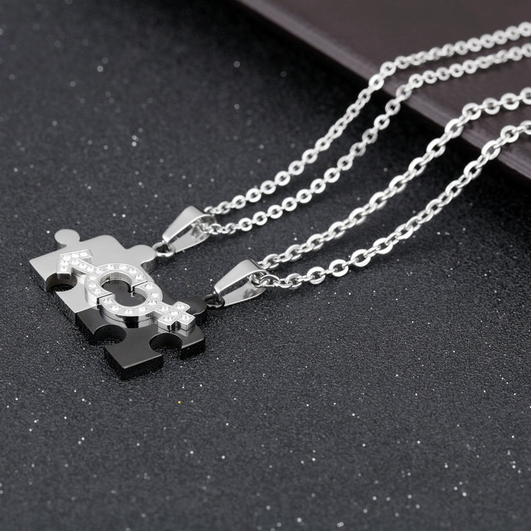 Black And White Puzzle Necklace For Lovers