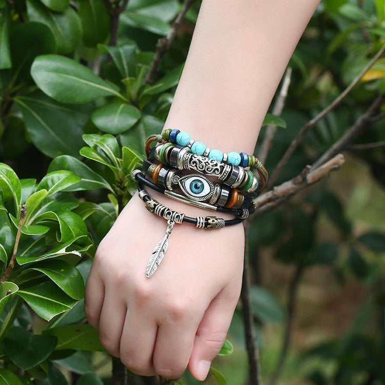 Multilayer Spiritual Leather Bracelet- Adjustable and Unisex