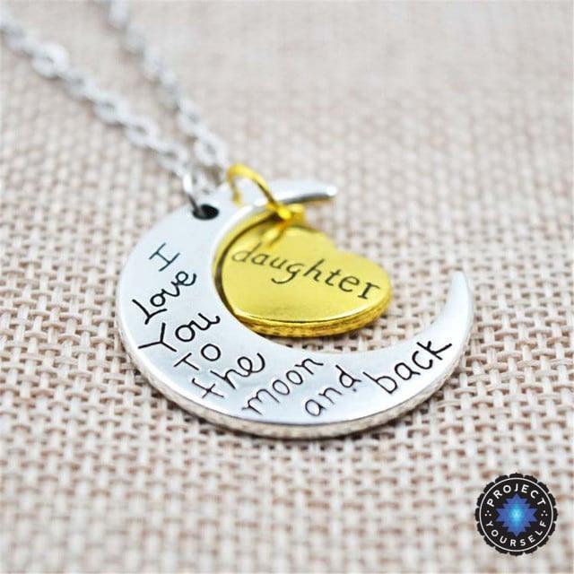 I Love You To The Moon And Back" Two Tone Family Necklace