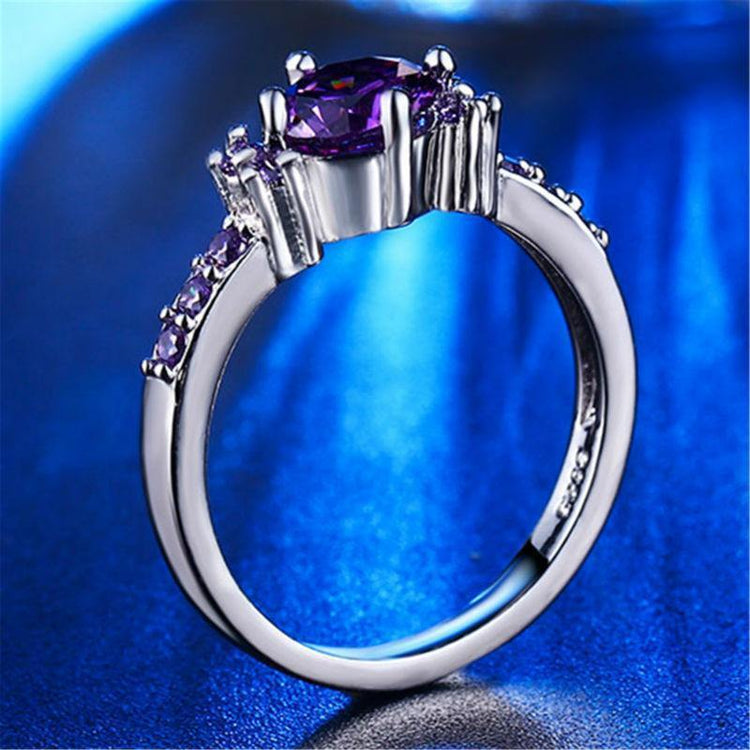 Amethyst Silver Plated Diamond Rings