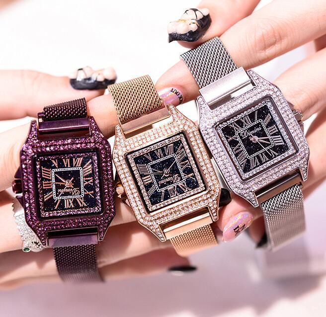 Women Starry Sky Waterproof Square Watch