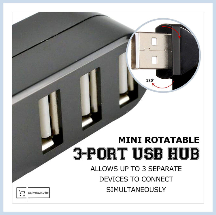 Mini Rotatable 3-Port USB Hub