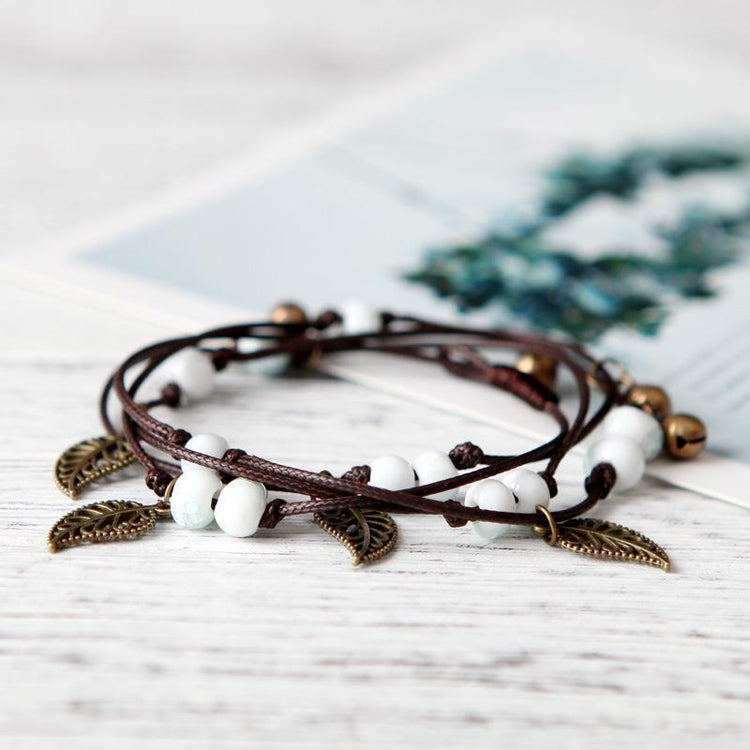 Retro EarBell Leaves Ceramic Bracelet