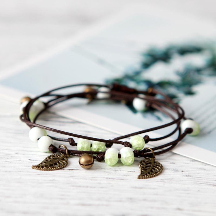 Retro EarBell Leaves Ceramic Bracelet