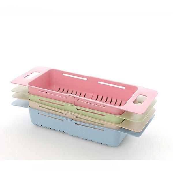 Adjustable Retractable Drain Basket - Plastic Multifunctional Sink Draining Rack - Vegetable Fruit Washing Storage Basket