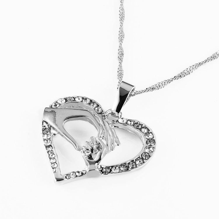 Crystal Studded Heart Mother-Daughter Always My Precious Baby Pendant Necklaces