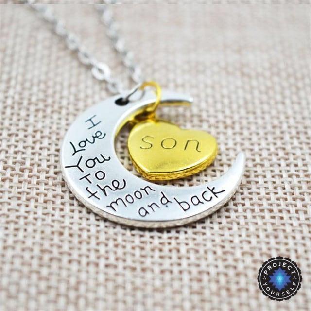 I Love You To The Moon And Back" Two Tone Family Necklace