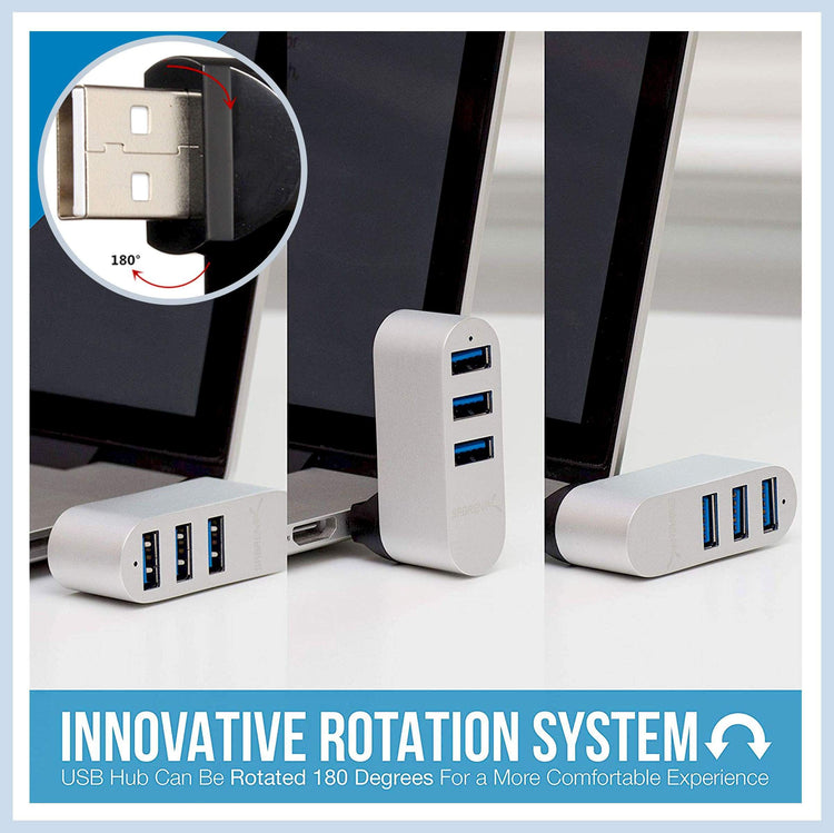 Mini Rotatable 3-Port USB Hub