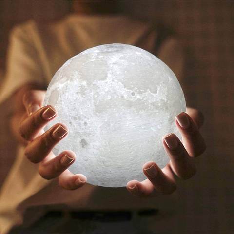 Moon Lamp, LOGROTATE 2&16 Colors LED 3D Print Moon Light with Stand & Remote&Touch Control