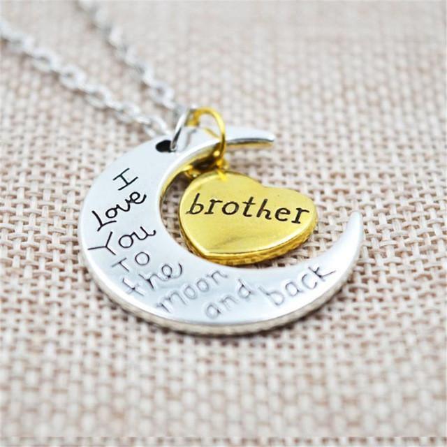 I Love You To The Moon And Back" Two Tone Family Necklace