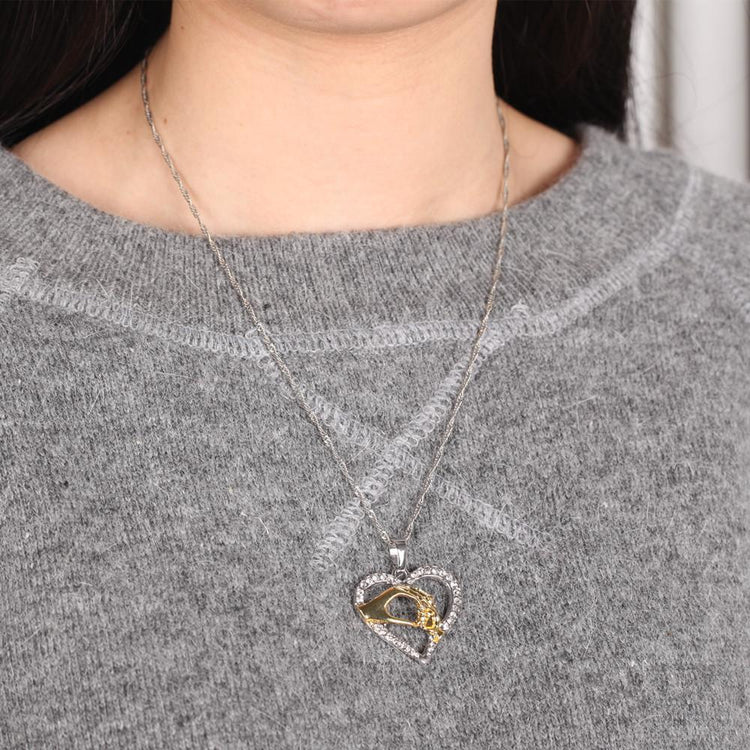 Crystal Studded Heart Mother-Daughter Always My Precious Baby Pendant Necklaces