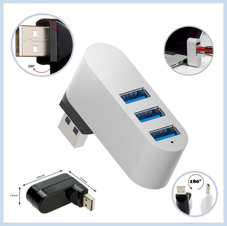 Mini Rotatable 3-Port USB Hub