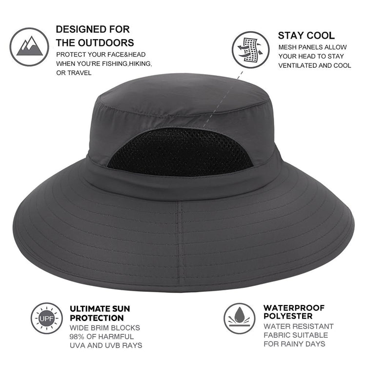 Sun Protection Wide Brim Bucket Hat