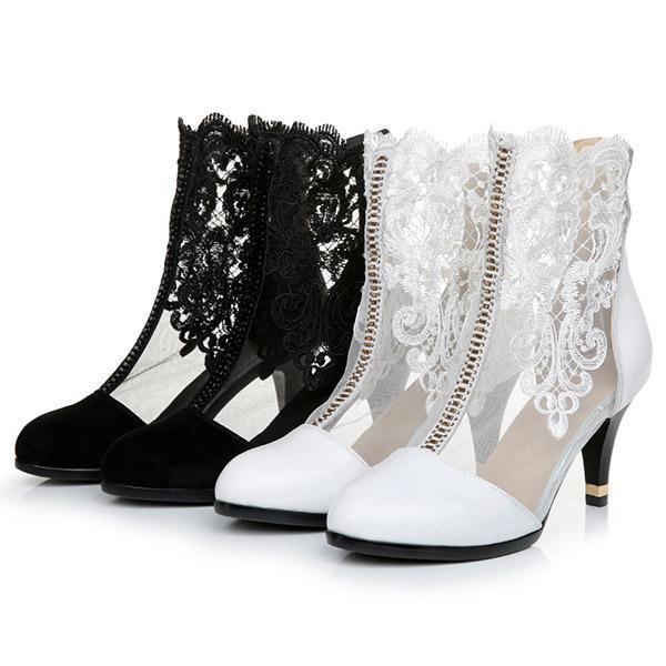 Stitching Lace Stiletto Heel Boots(1 Pair)