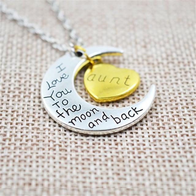 I Love You To The Moon And Back" Two Tone Family Necklace