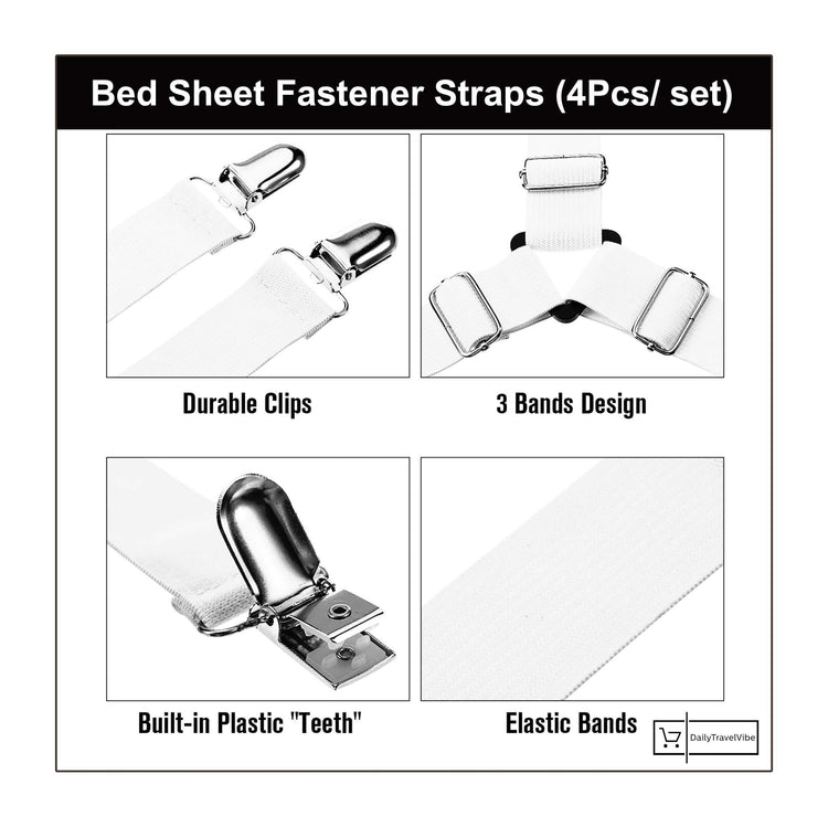 Bed Sheet Fastener Straps (4Pcs/ set)