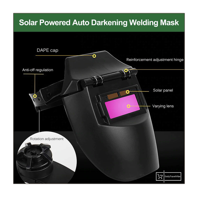 Solar Powered Auto Darkening Welding Mask