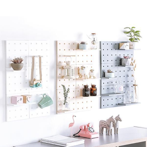 Plastic Hole Floating Wall Shelf(1 Set)