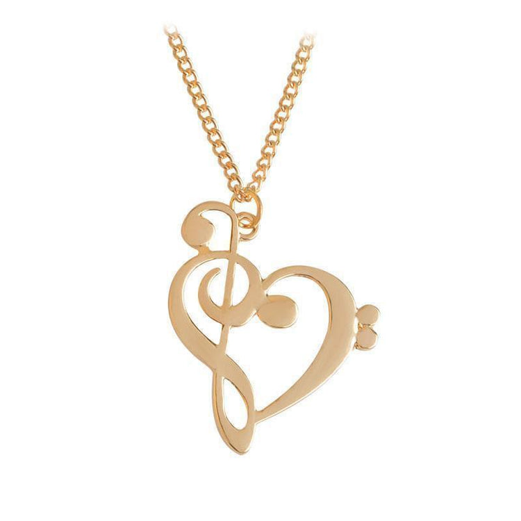 Treble and Clef Heart Pendant Necklaces