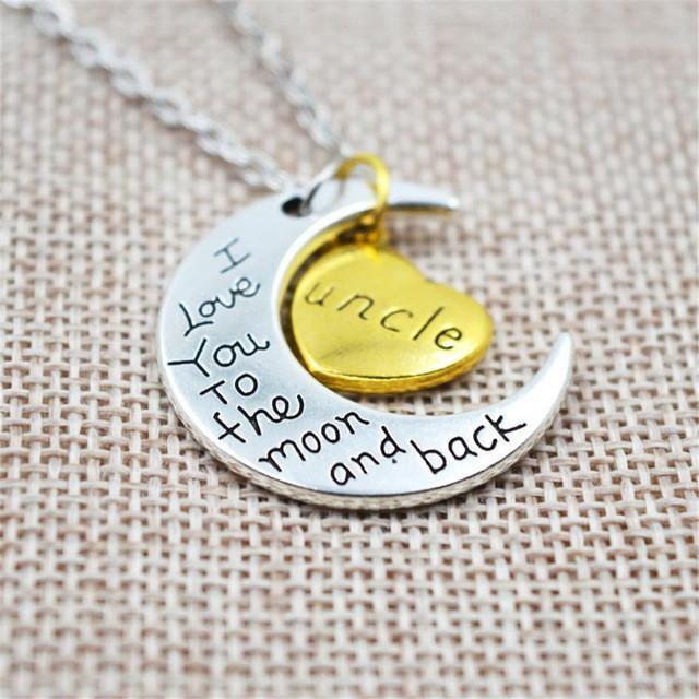 I Love You To The Moon And Back" Two Tone Family Necklace