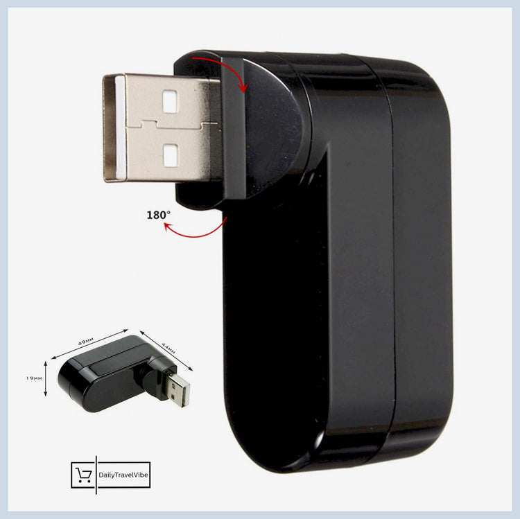 Mini Rotatable 3-Port USB Hub