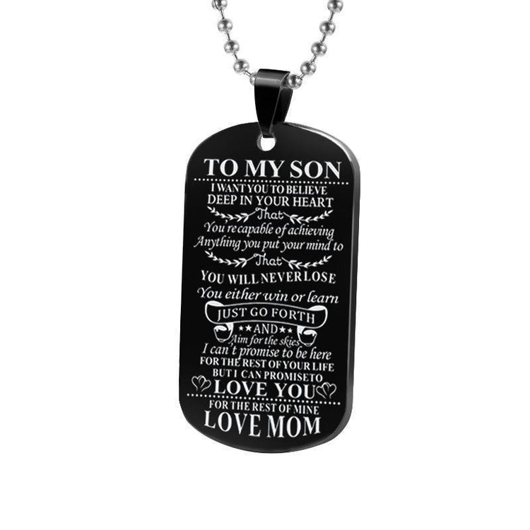 Engraving Stainless Steel Tags Dad + Mom To Son + Daughter