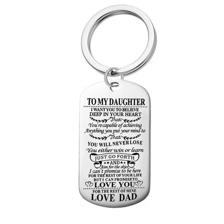 Engraving Stainless Steel Tags Dad + Mom To Son + Daughter