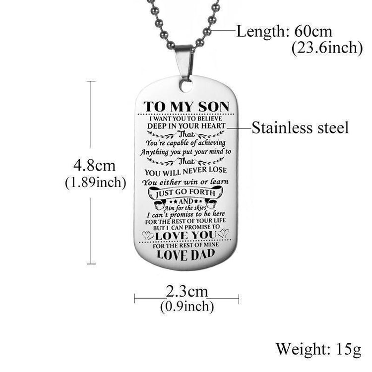 Engraving Stainless Steel Tags Dad + Mom To Son + Daughter