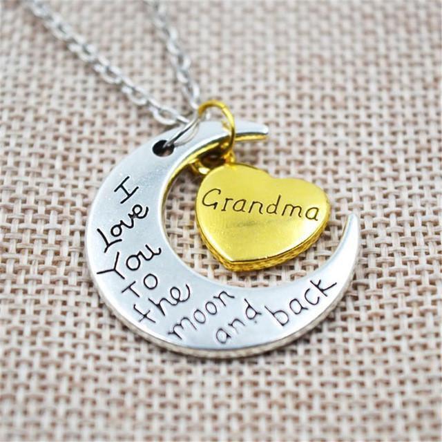 I Love You To The Moon And Back" Two Tone Family Necklace