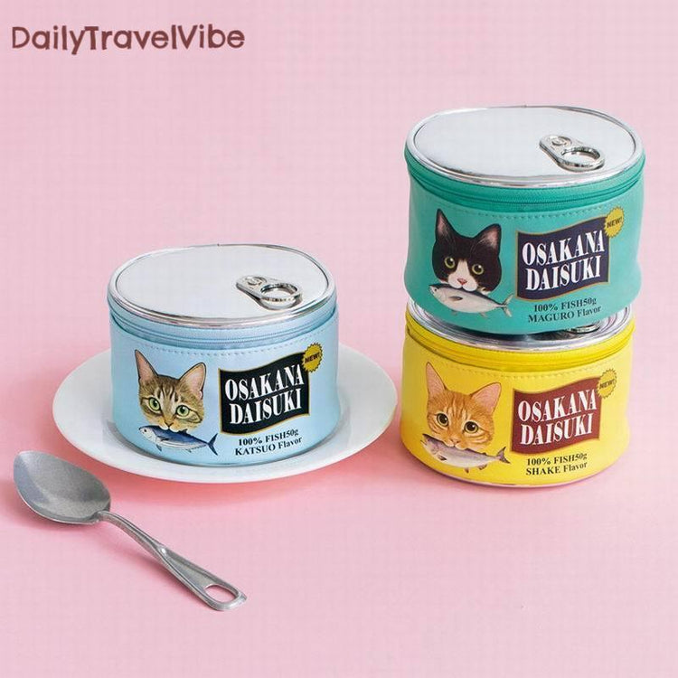 Cute Cat Food Can Cosmetic Bag