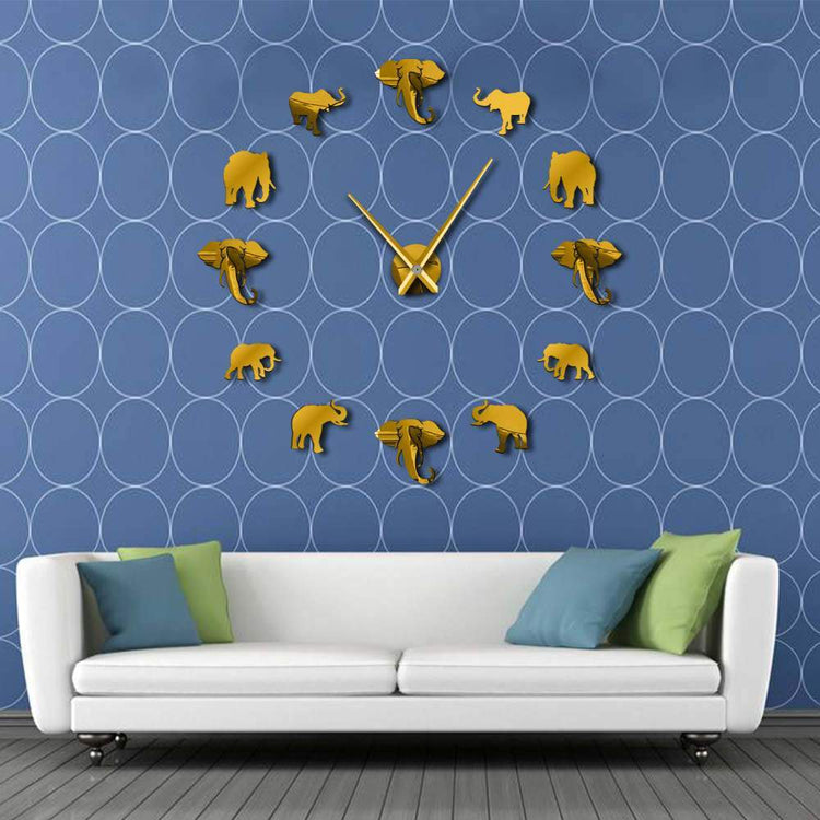 Frameless Elephant Wall Clock