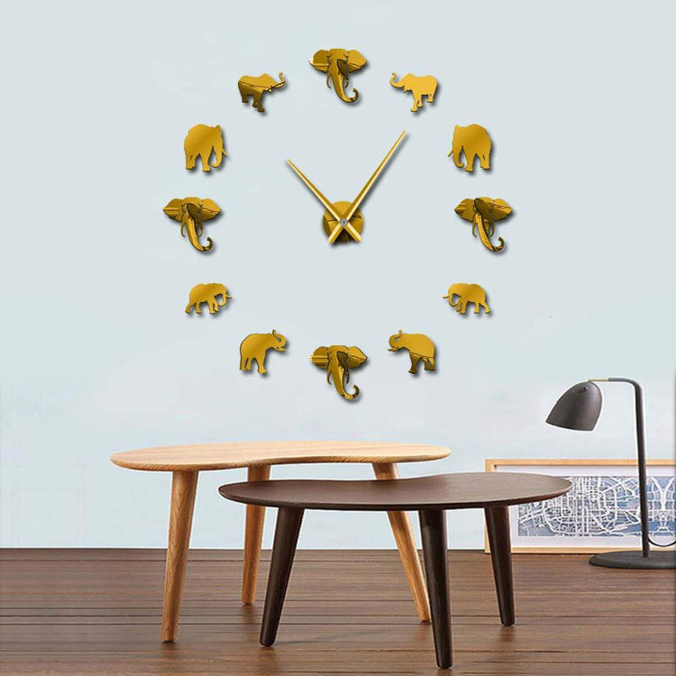 Frameless Elephant Wall Clock