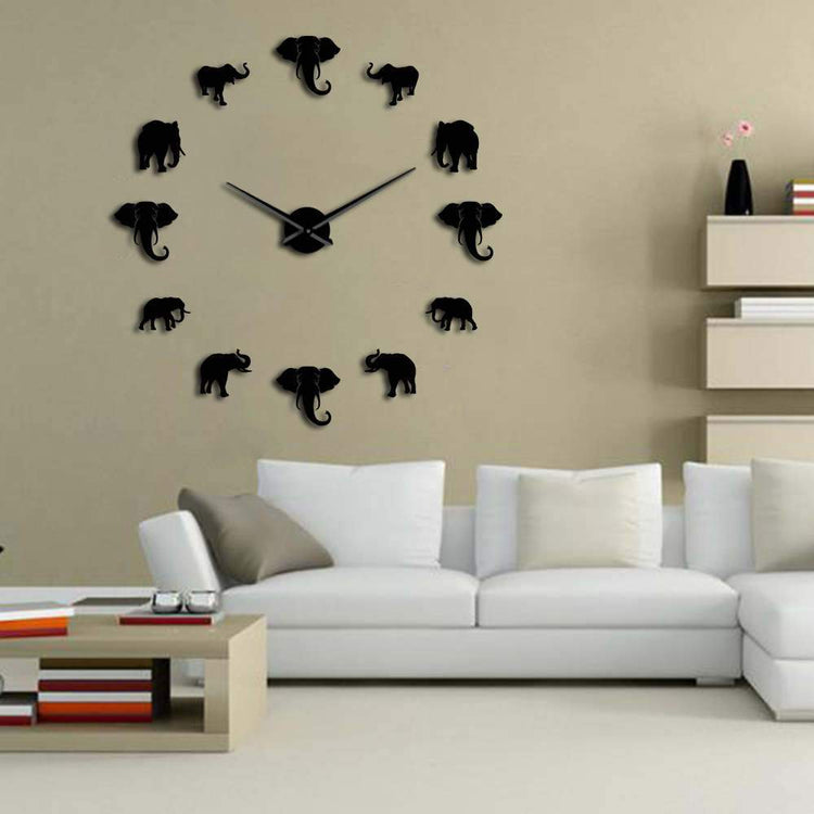 Frameless Elephant Wall Clock