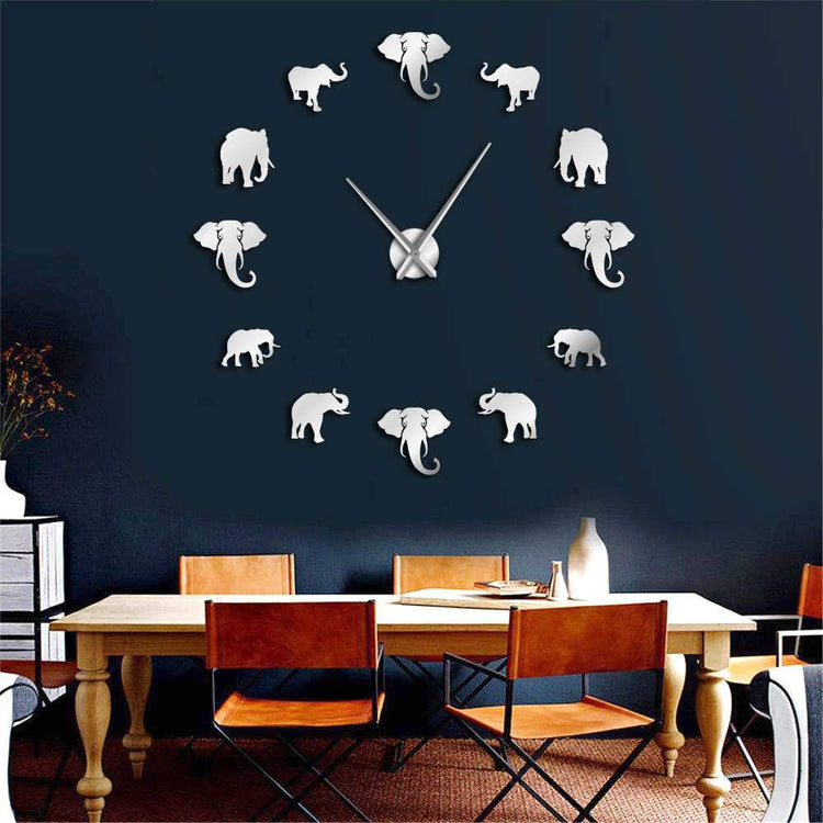 Frameless Elephant Wall Clock