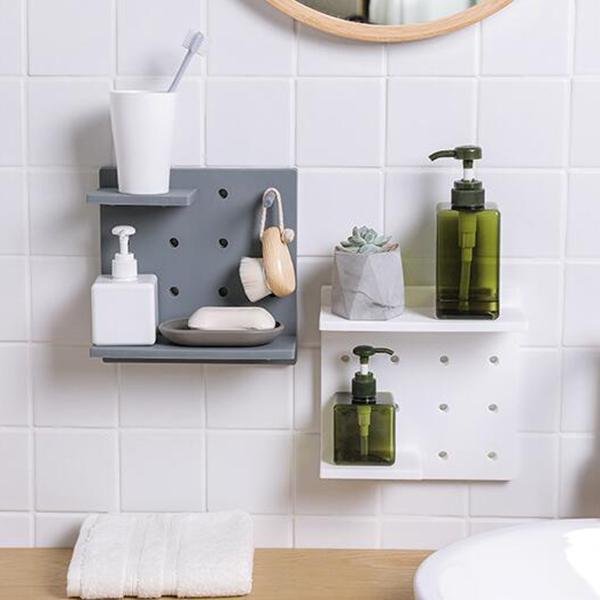 Plastic Hole Floating Wall Shelf(1 Set)