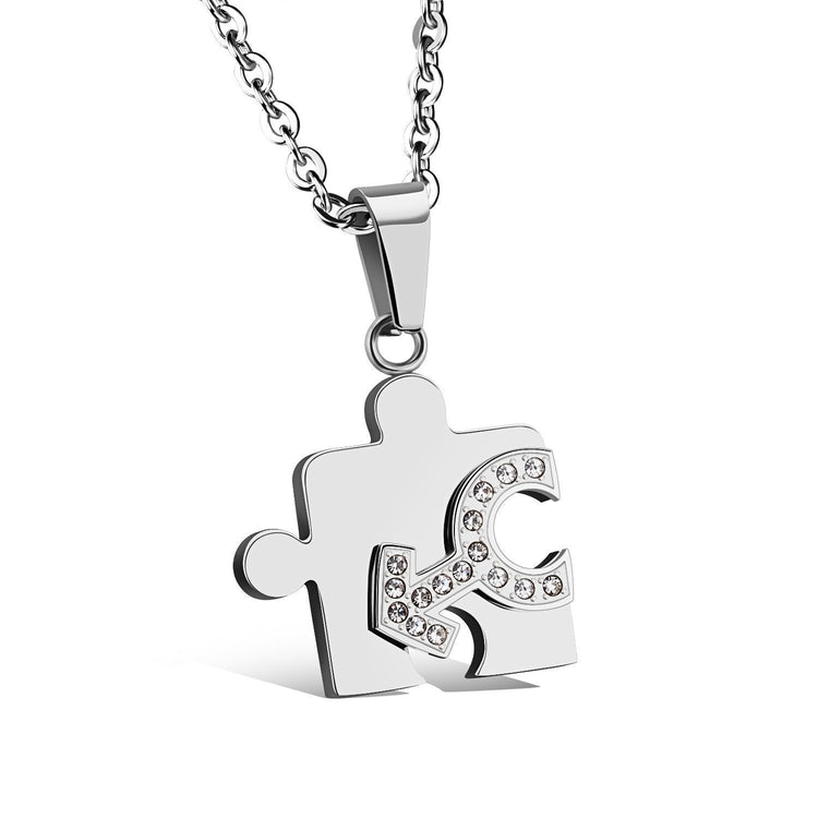 Black And White Puzzle Necklace For Lovers