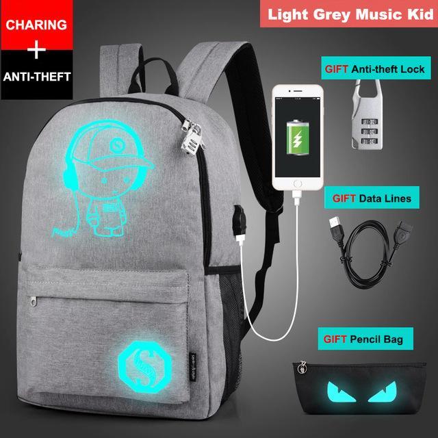 Anime Anti-Theft Glowing Backpack + Built-in Charger